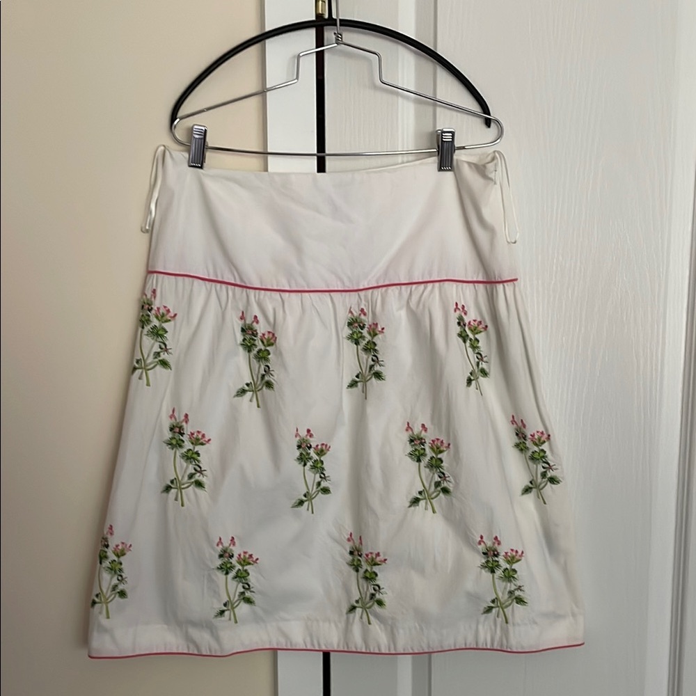 The Cutest Floral Embroidered White Skirt